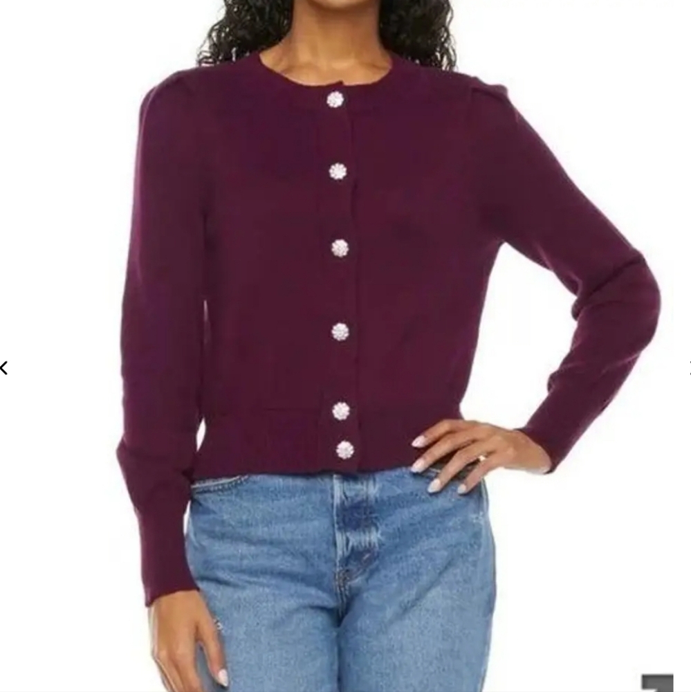 Ryegrass Buttons Rhinestone Sweater